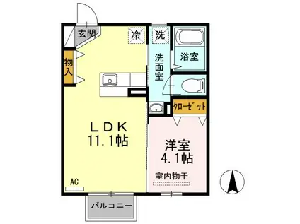 コンフォルト・パッソ(1LDK/2階)の間取り写真