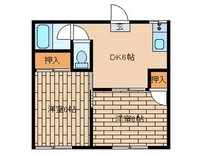 スカイハイツ(2DK/2階)の間取り写真