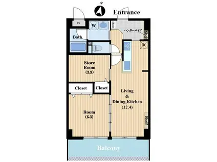 PARA ARTHA(1SLDK/3階)の間取り写真