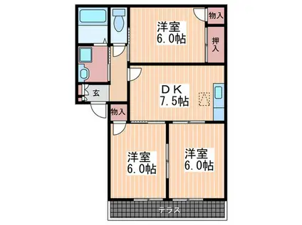 シャルム21(3DK/1階)の間取り写真