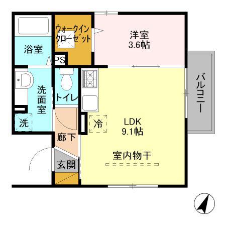 アビターレ浦和A(1LDK/1階)の間取り写真