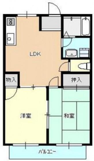 レジデンス中央B(2LDK/1階)の間取り写真