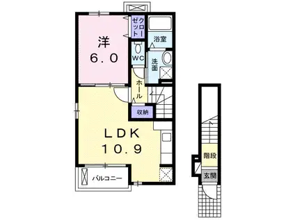 エクセレントハイツD(1LDK/2階)の間取り写真