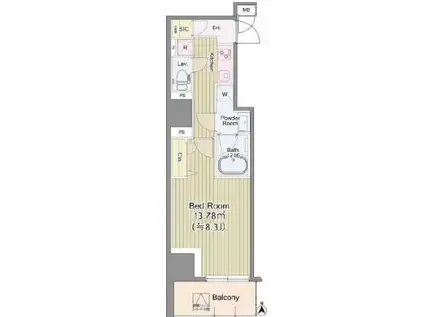 アウローラ(1K/5階)の間取り写真