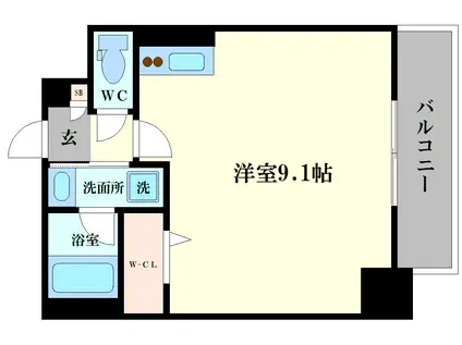 エグゼ難波南II(ワンルーム/4階)の間取り写真