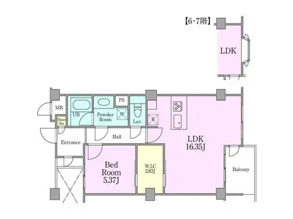 カスタネア栗平(1LDK/7階)の間取り写真