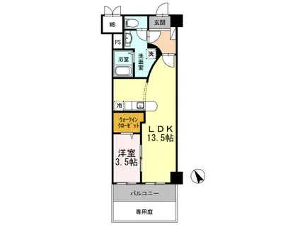 COCO MARINI(1LDK/1階)の間取り写真