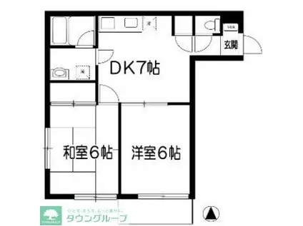 武蔵ハイツⅠ(2DK/3階)の間取り写真