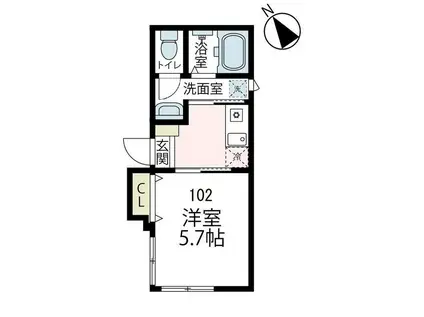 シャネル日吉(1K/1階)の間取り写真