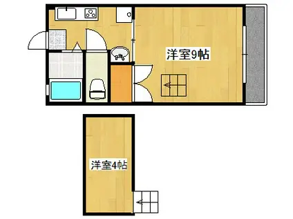 デビュース隼人(1SK/3階)の間取り写真