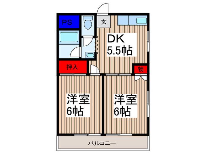 シャトール上青木(2DK/4階)の間取り写真