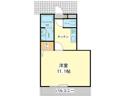 メゾンハピネス(1K/2階)の間取り写真