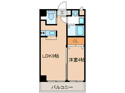 メゾンドリバティ西新(1LDK/3階)の間取り写真