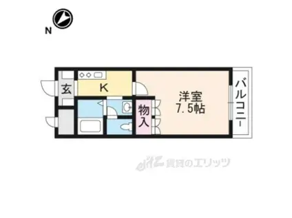 ブルームT(1K/1階)の間取り写真