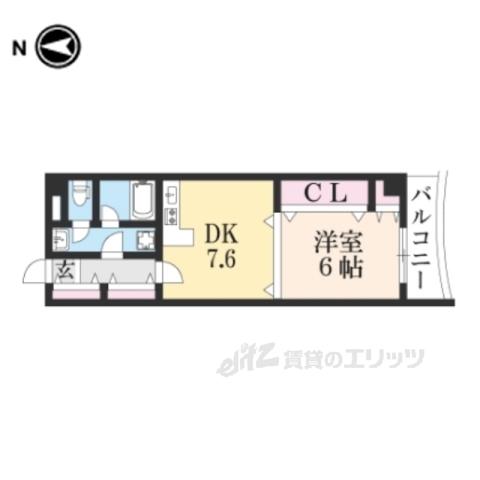 宮之阪ウェーブ(1DK/6階)の間取り写真