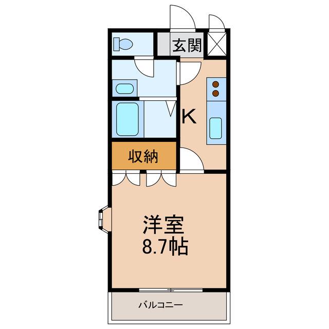 ＪＲ阪和線 紀伊駅 徒歩13分 2階建 築17年(1K/1階)の間取り写真