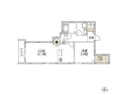浦和区仲町2丁目メゾン(1LDK/1階)の間取り写真