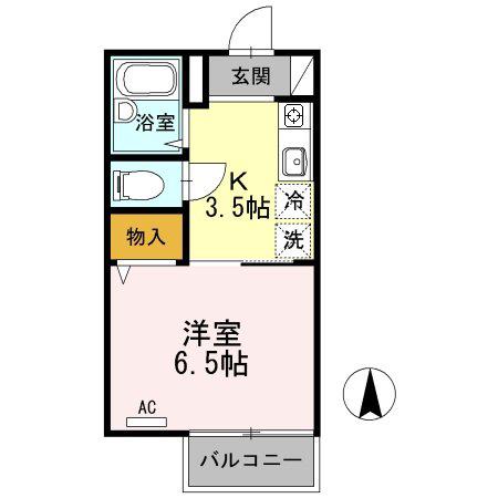 STEP夙川(1K/2階)の間取り写真