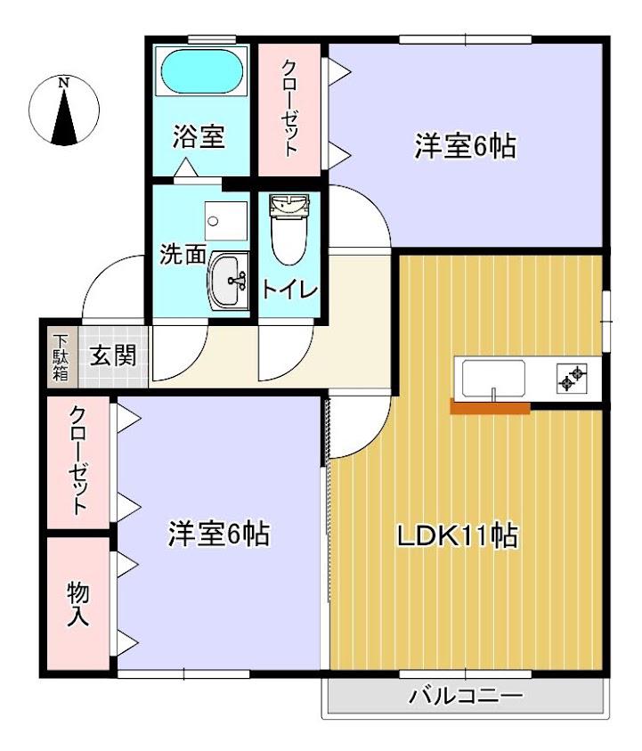 パストラーレ(2LDK/2階)の間取り写真