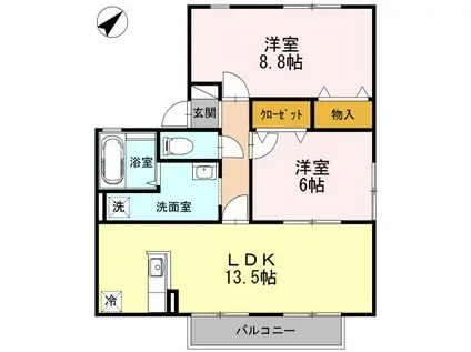 パレファミール(2LDK/2階)の間取り写真