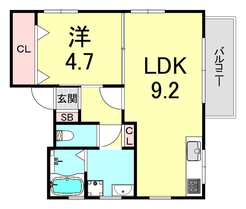 メゾン垂水(1LDK/3階)の間取り写真
