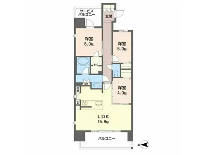 レーベン熊本駅レクシア(3LDK/14階)の間取り写真