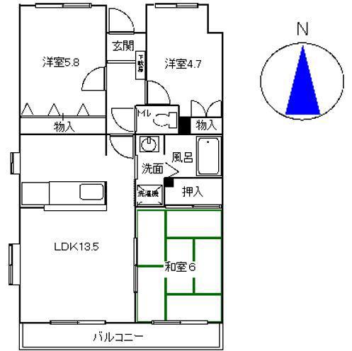 ふるさと(3LDK/2階)の間取り写真