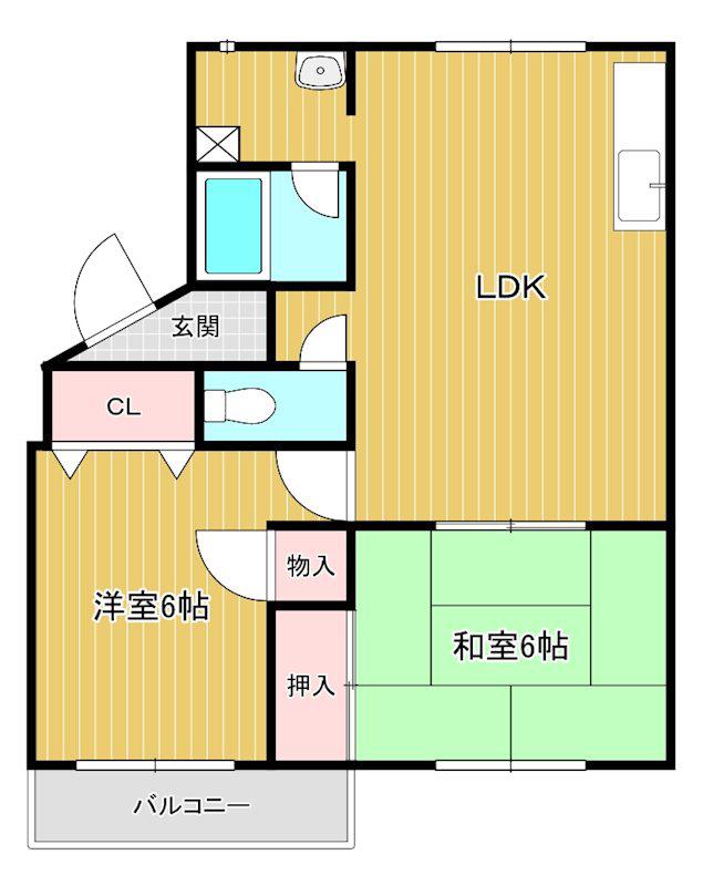 サンヴェルジュIV(2LDK/2階)の間取り写真