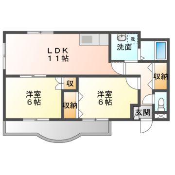 クレベール(2LDK/1階)の間取り写真