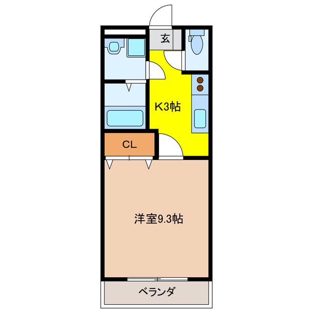 コーポ花館(1K/2階)の間取り写真