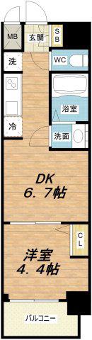 プレサンスOSAKA東成中本ハーヴィル(1DK/5階)の間取り写真