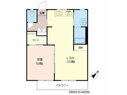 ソネット博多駅南(1LDK/2階)の間取り写真