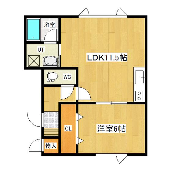 高柳ハイツI(1LDK/2階)の間取り写真