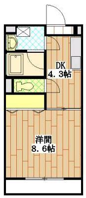 ウィングあけぼの(1DK/2階)の間取り写真