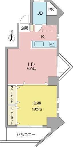 リバーサイドJ1(1LDK/5階)の間取り写真