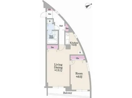 ラ・コリーヌ神宮前(1LDK/2階)の間取り写真