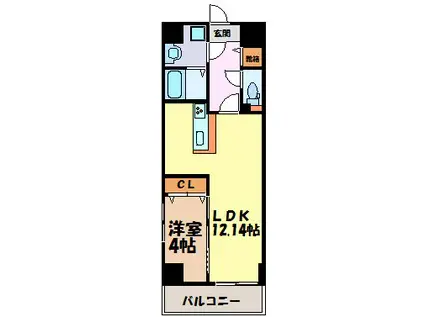 S-FORT古出来FIORE(1LDK/3階)の間取り写真
