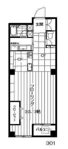 TNビル(1K/3階)の間取り写真