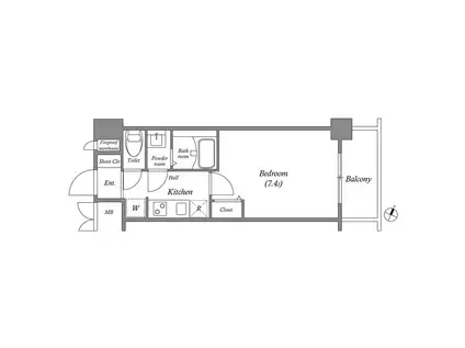 CION KOBE ウエスト(1K/4階)の間取り写真