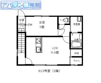 神宮寺尾(1LDK/2階)の間取り写真