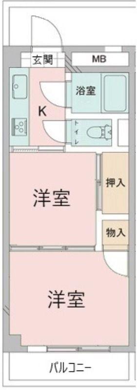 パークフラッツ舎人(2K/2階)の間取り写真