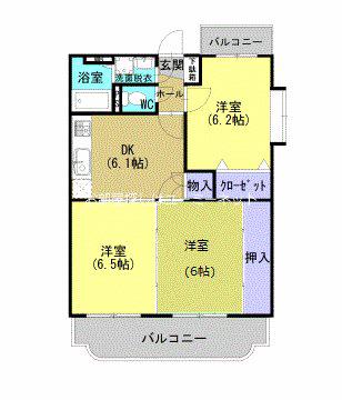 ション・ドゥ・ソレイユ(3DK/3階)の間取り写真