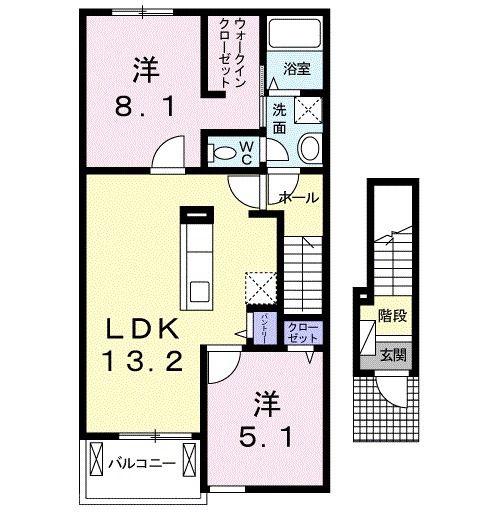 ヴィヴラント(2LDK/2階)の間取り写真
