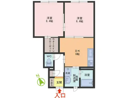 AQUA(2DK/1階)の間取り写真