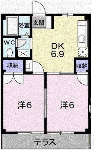 ファミィール町田(2DK/1階)の間取り写真