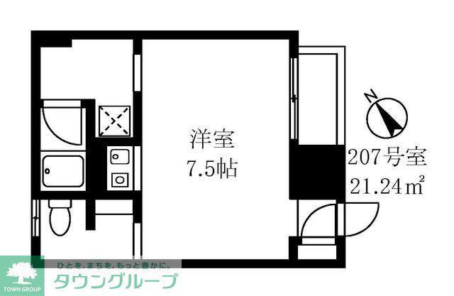 サンダーソンレジデンス(1K/2階)の間取り写真