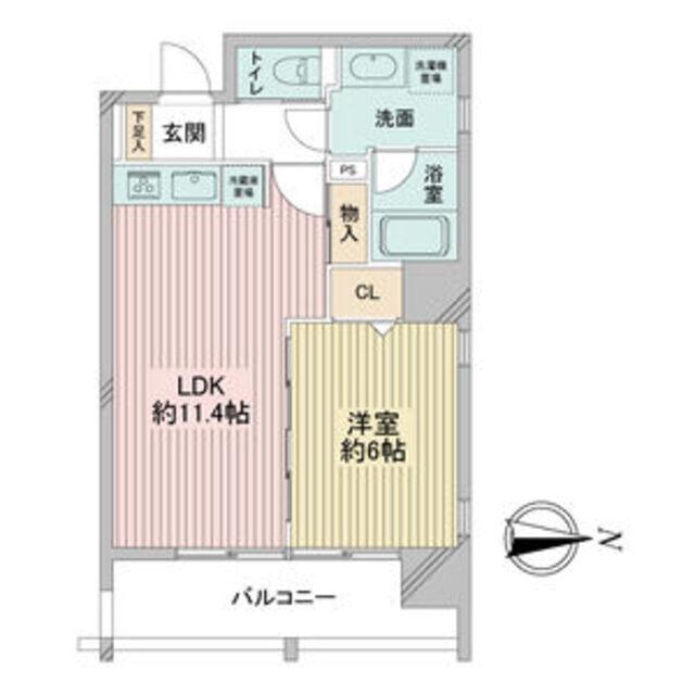 レインボーピア記念橋(1LDK/6階)の間取り写真