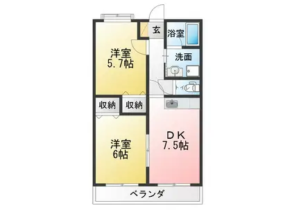 フォーラム21(2DK/4階)の間取り写真