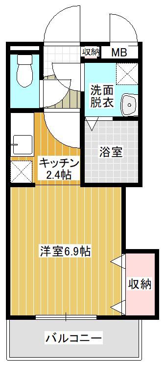 ヴァンヴェール神栖C(ワンルーム/2階)の間取り写真