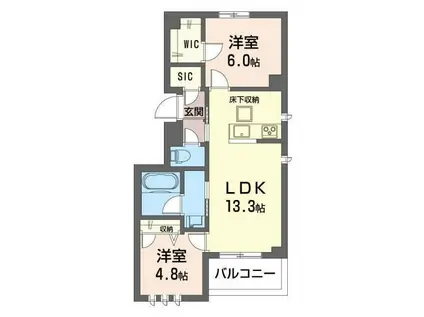 セルディーナ(2LDK/3階)の間取り写真